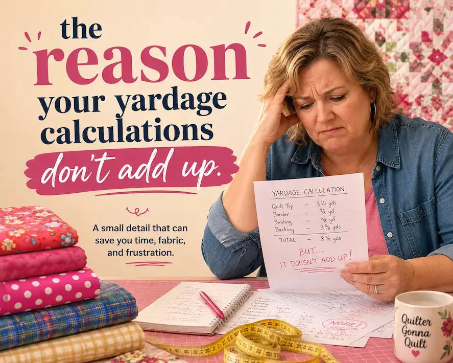 The Fabric Width Most Quilters Never Think About – Morning with Corey tip graphic: the width detail that throws off yardage calculations