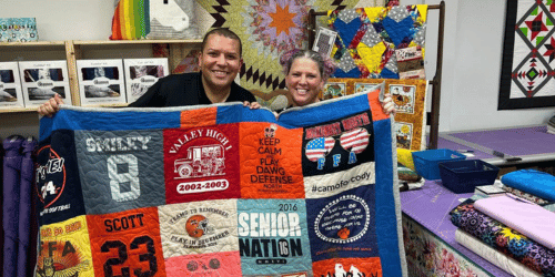How to make a t-shirt memory quilt: stabilizing, cutting, and assembling shirt blocks – Linda's Electric Quilters