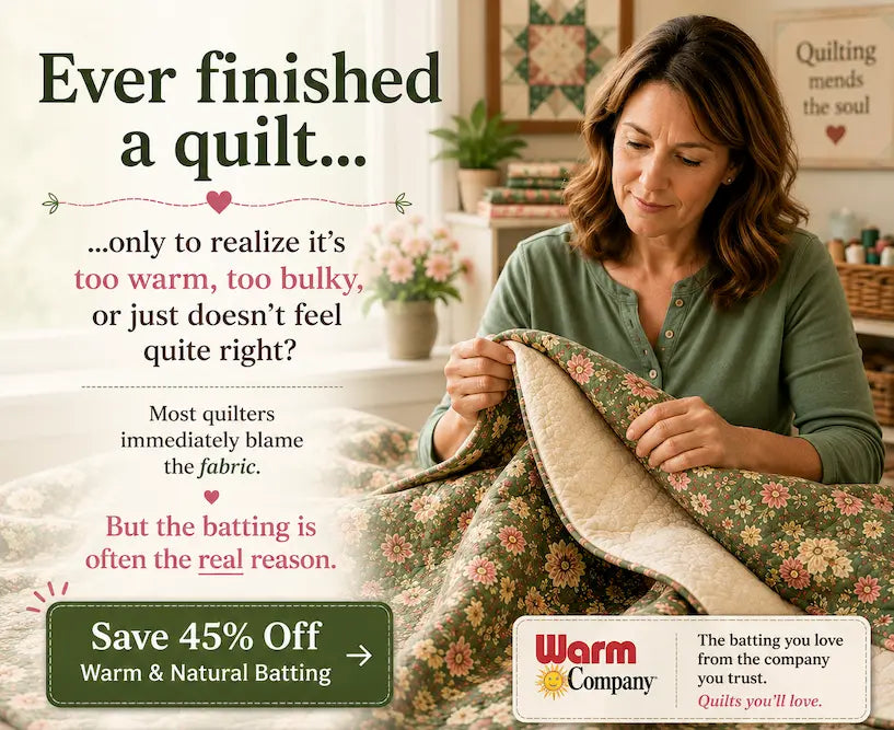 The Batting Mistake That Makes Quilts Too Hot – Morning with Corey tip graphic: the overlooked batting choice behind overheating quilts