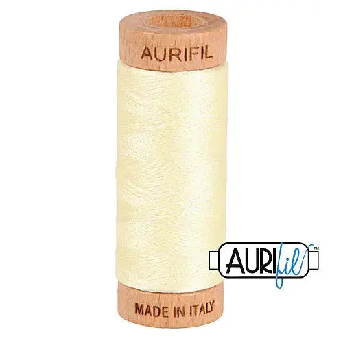 Aurifil 2110 Light Lemon 80wt Cotton Thread 1300 yards invisible applique piecing