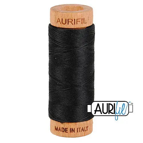 Aurifil 2692 Black 80wt Cotton Thread 1300 yards invisible applique dark fabrics