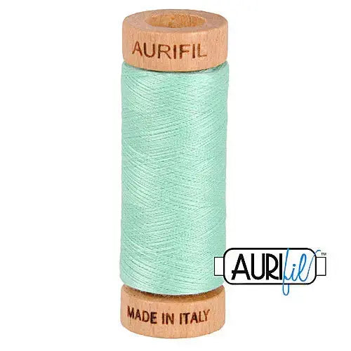 Aurifil 2835 Medium Mint 80wt Cotton Thread 1300 yards invisible applique mint fabrics