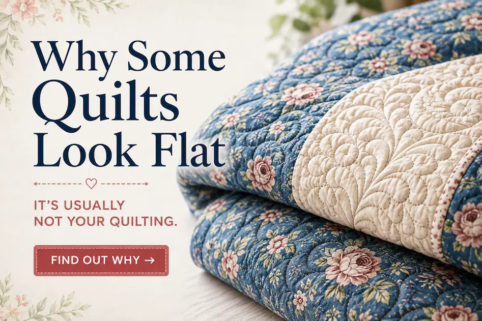 Why Some Quilts Look Flat After Washing – Morning with Corey tip graphic: the batting problem underneath your fabric