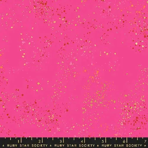 Speckled Metallic in Playful Pink: Using a Paint-Splatter Blender for Quilts, Backgrounds, and Binding