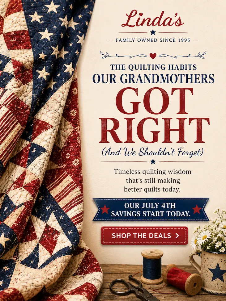 Our Grandmothers Got It Right – Morning with Corey tip graphic: timeless quilting habits still making better quilts today
