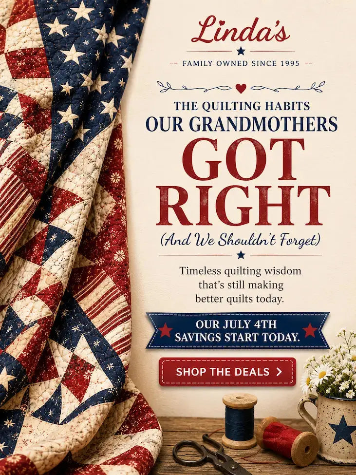 Our Grandmothers Got It Right – Morning with Corey tip graphic: timeless quilting habits still making better quilts today
