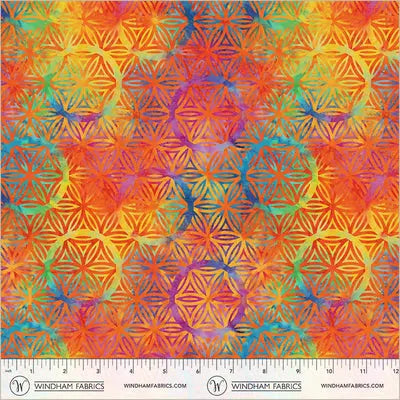 A Whole-Cloth Quilt in Flower of Life Orange Crush Wideback