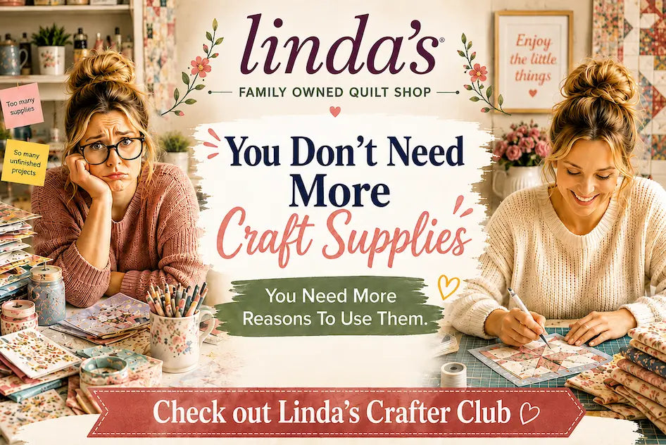 The Craft Stash Problem Nobody Talks About – Morning with Corey tip graphic: making the most of the craft supplies you already have