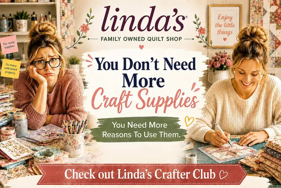 The Craft Stash Problem Nobody Talks About – Morning with Corey tip graphic: making the most of the craft supplies you already have
