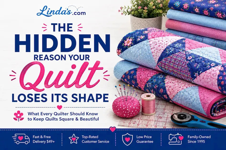 The Hidden Reason Your Quilt Loses Its Shape – Morning with Corey tip graphic: handling habits that keep quilts square