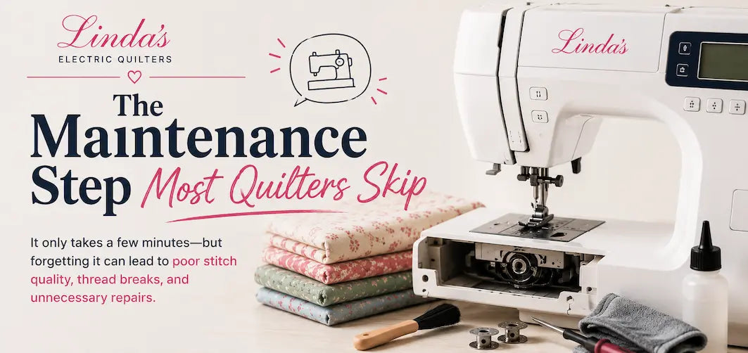Machine Maintenance Everyone Forgets – Morning with Corey tip graphic: the 5-minute habit that adds years to a sewing machine
