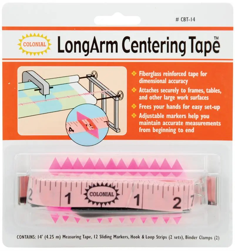 Longarm Centering Tape with Sliding Markers for longarm quilting frame quilt center alignment