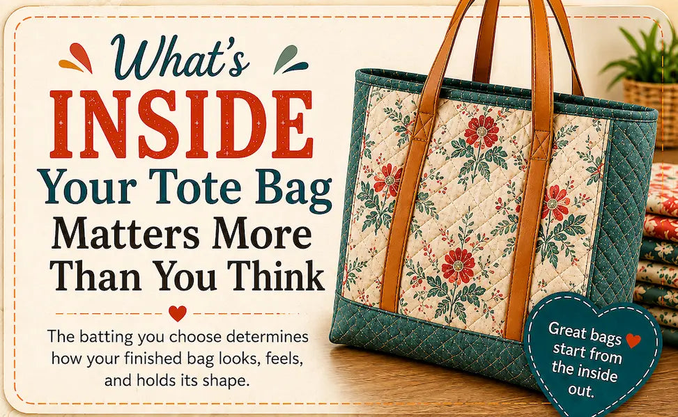Don't Let the Wrong Batting Ruin Your Next Tote Bag – Morning with Corey tip graphic: batting that keeps tote bags from going floppy