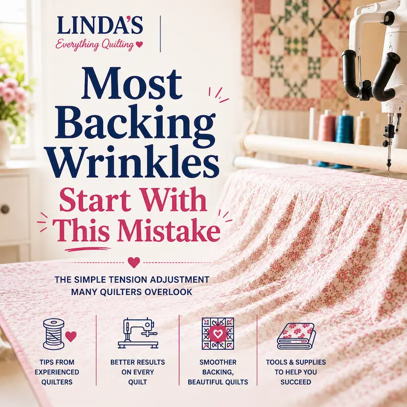 Most Backing Wrinkles Start With This Mistake – Morning with Corey tip graphic: what experienced longarm quilters check first