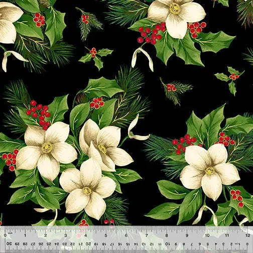 What Is Black Christmas Blooms Wideback Fabric? How to Back a Holiday Quilt Without Piecing Seams