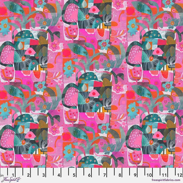 A Weekend Table Runner in Blocks Pink Colori