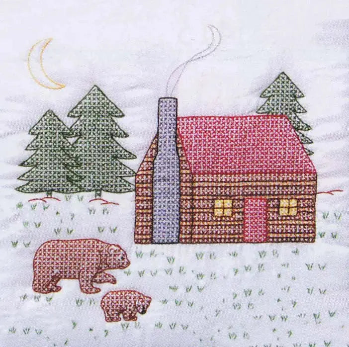 Stamped Cross-Stitch Quilt Blocks Explained: Planning a Cabin & Bears Quilt, From One Block to a King