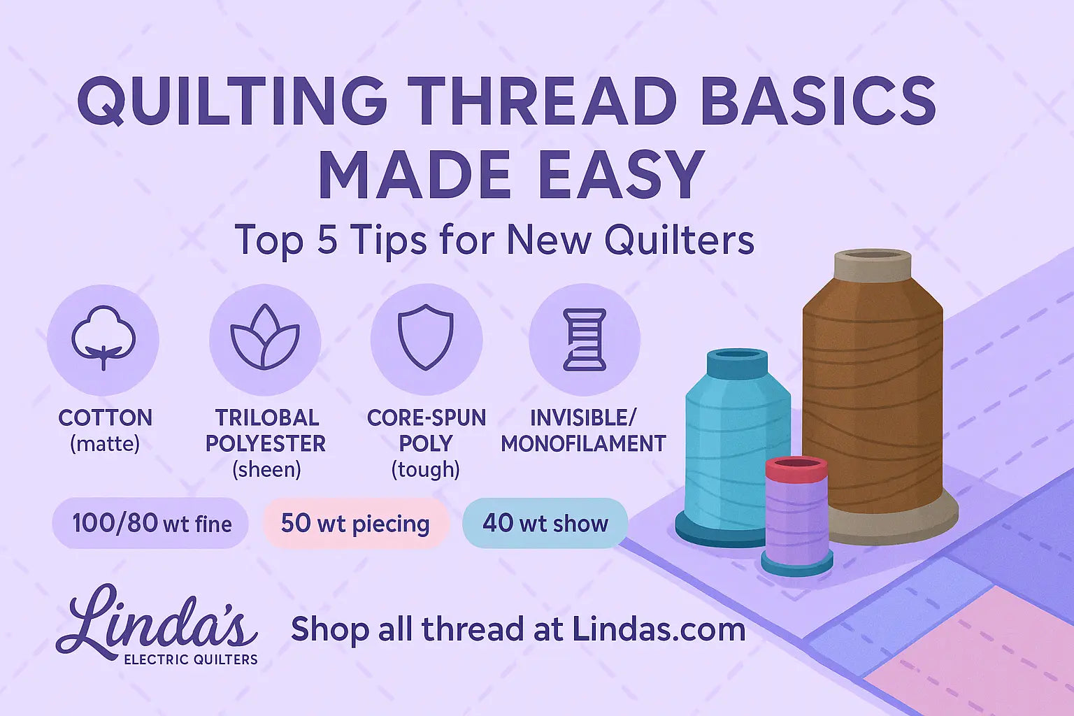 Quilting-Thread-Basics-Made-Easy Linda's Electric Quilters