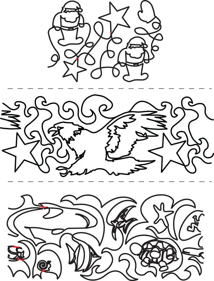 828 Combo Pantograph: Three 7-Inch Designs in One Roll for Borders and All-Over Quilting