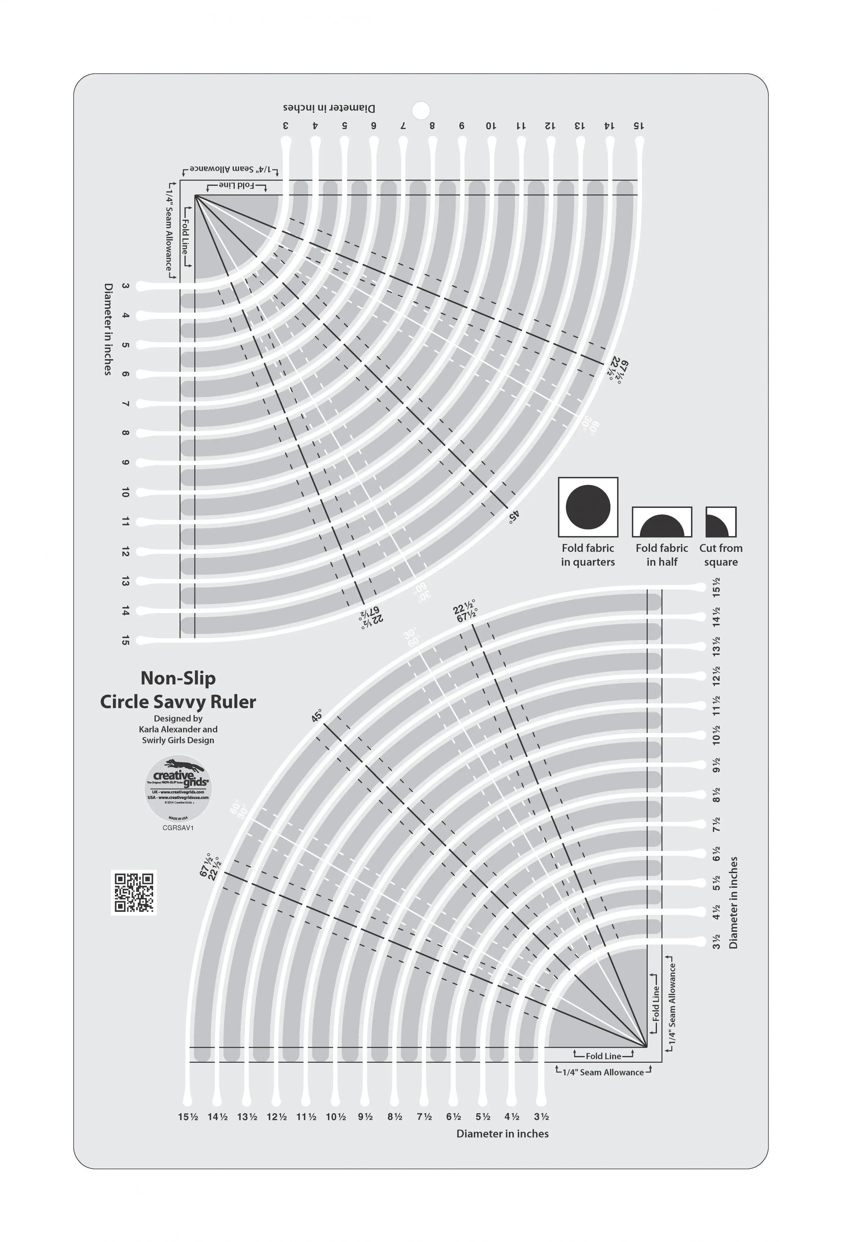 Creative Grids Circle Savvy specialty quilt ruler