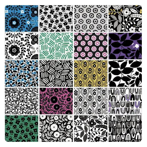 A Roomy Fat Quarter Tote Bag in Black, White and Bloom