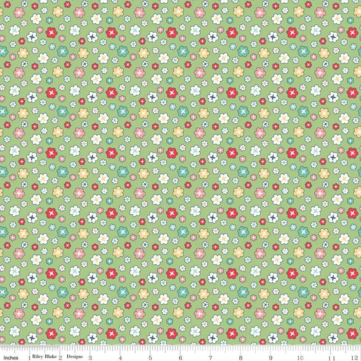 How to Use 108-Inch Wideback Fabric for a Seam-Free Quilt Back: Green Vintage Happy 2 Blossom
