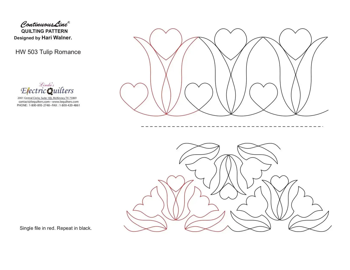 Tulip Romance: A Romantic Floral Pantograph in 7-Inch and 12.5-Inch Rows