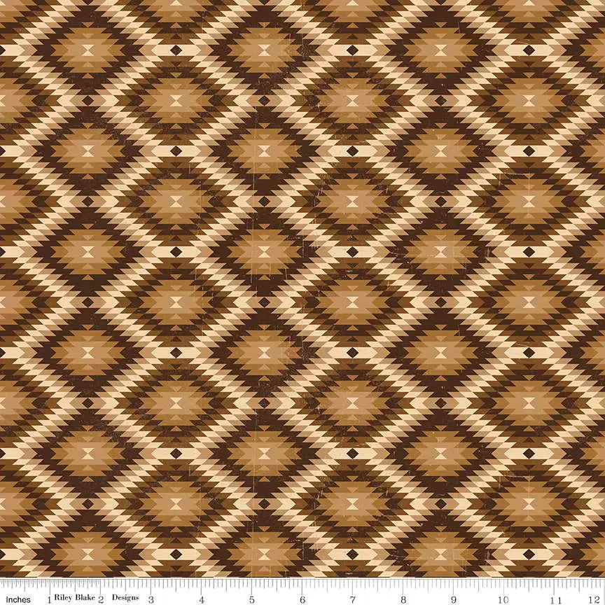 Geometric Western Prints That Ground a Quilt: Using John Wayne Southwest Brown Fabric