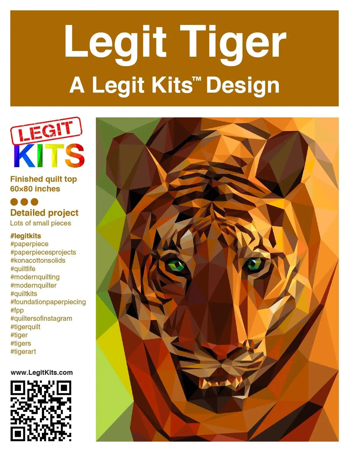 The Tiger That Stares Back: Foundation Paper Piecing a 60-Shade Portrait Quilt