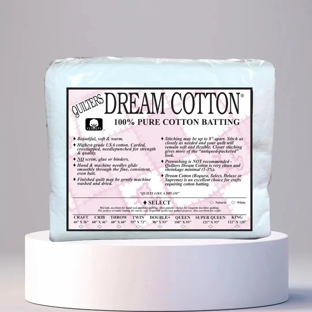Quilters Dream Select White Cotton Batting package white all-cotton premium batting pre-cut sizes