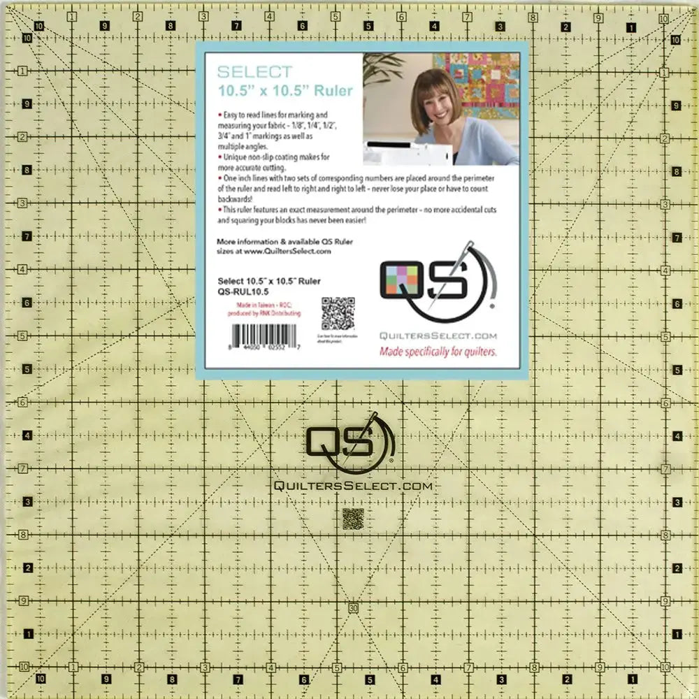 Quilters Select 10.5 x 10.5 inch Non-Slip Ruler square block squaring quilting ruler