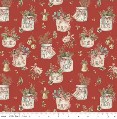 Riley Blake Holiday Spirit at Linda's: Pinecones, Holly, Berries and Two Season's Greetings Panels — The Complete 18-Piece Classic Christmas Program