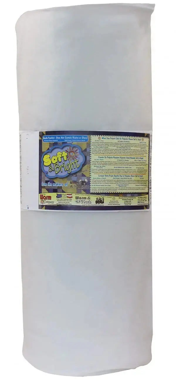 Soft and Bright 90 inch x 25 yard polyester batting queen wide premium longarm production roll