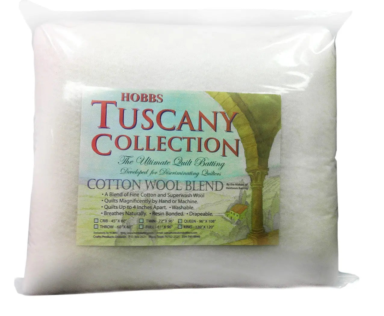 Tuscany 20 percent Wool 80 percent Cotton Batting queen throw twin