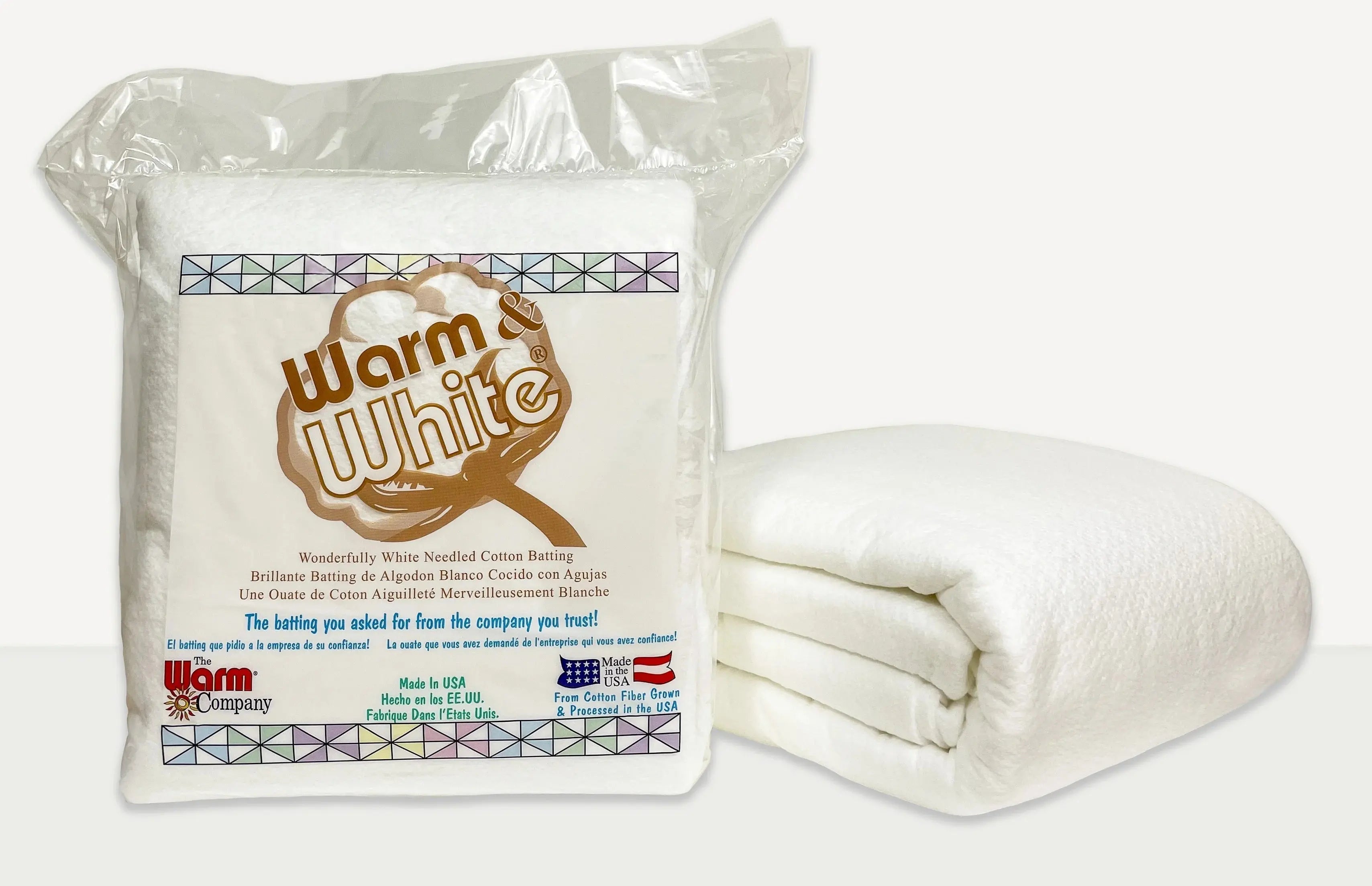 Warm and White Needled Cotton Batting package bleached white cotton batting light quilts