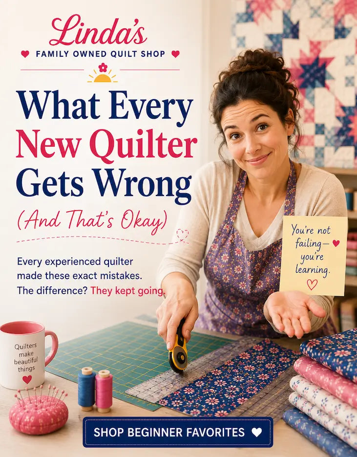 What Every New Quilter Gets Wrong (And That's Okay) – Morning with Corey tip graphic: the mistakes every experienced quilter once made