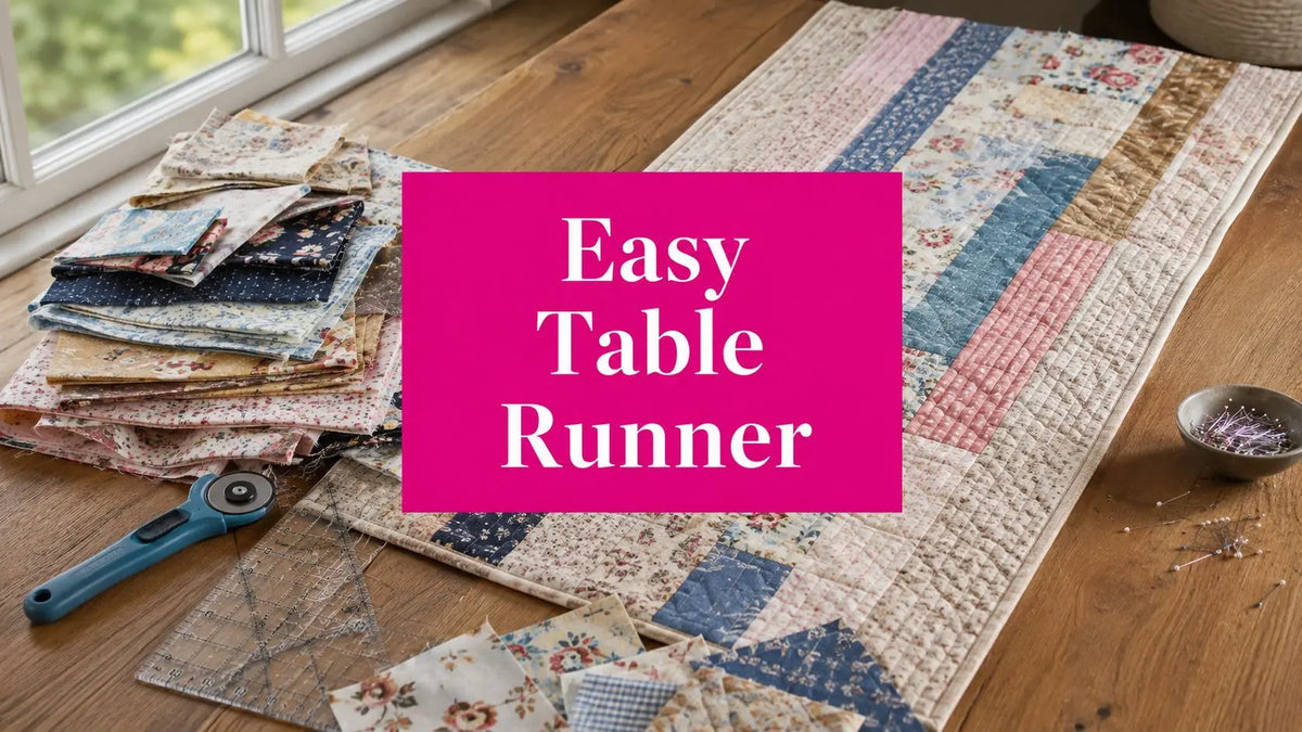 Easy table runner pattern for beginners: strip piecing, quilting, and binding steps – Linda's Electric Quilters