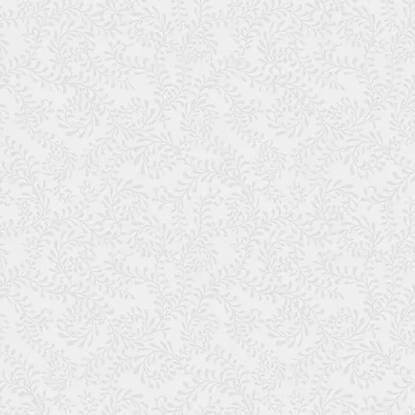 Grey Swirling Leaves Cotton Wideback Fabric per yard