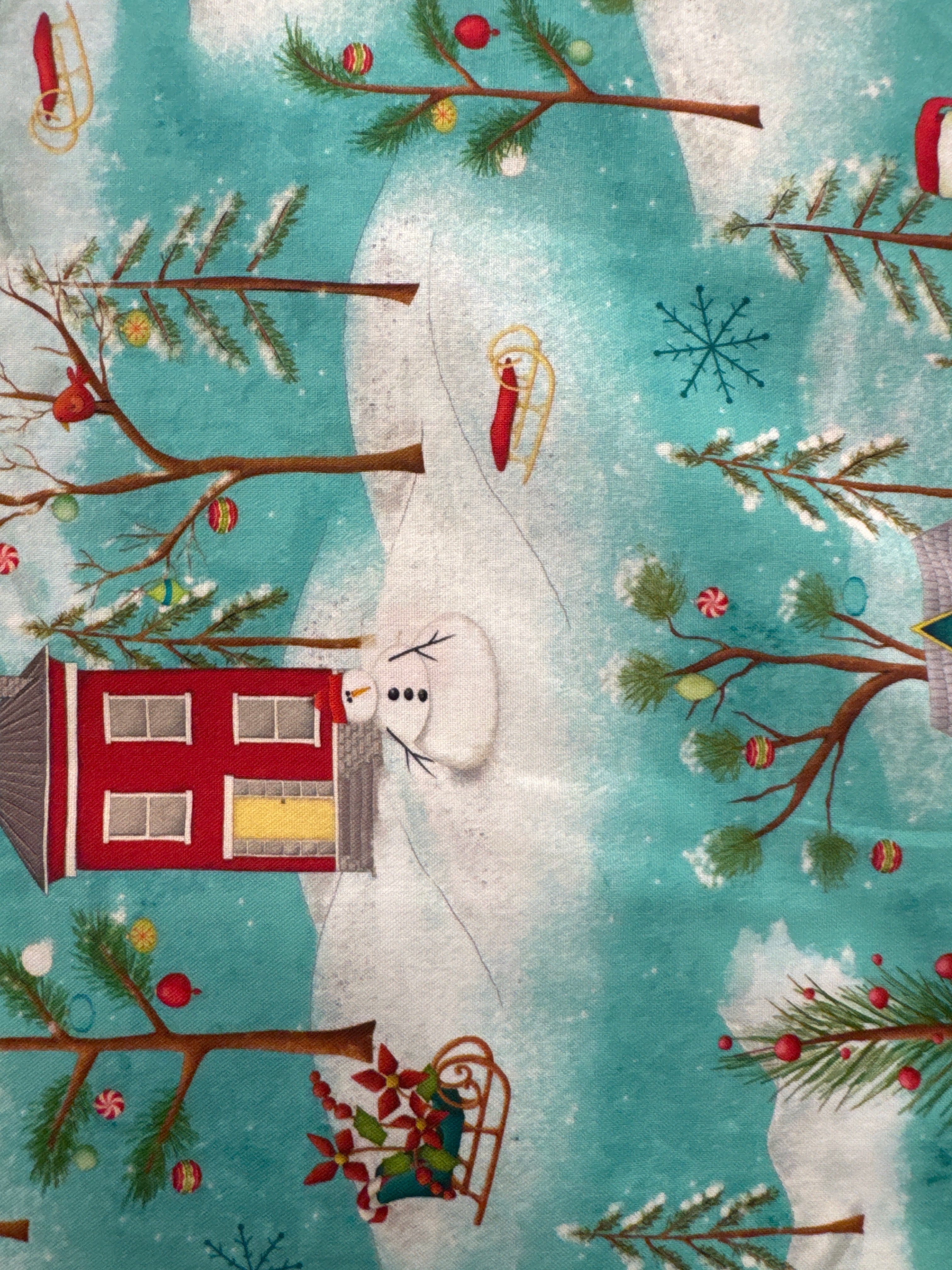 A Very Terrific Christmas Aqua Snowmen holiday quilting fabric by Windham Fabrics