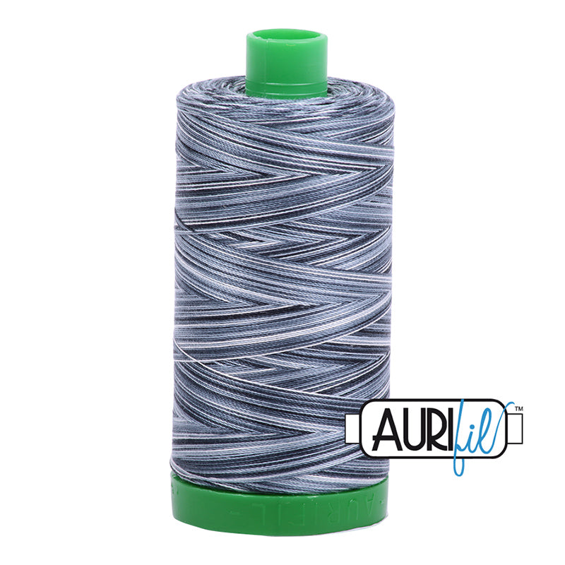 Aurifil 4665 Graphite variegated 40wt cotton thread 1000m spool