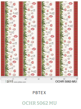 P&B Textiles Ornamental Christmas ornament border print quilting cotton fabric