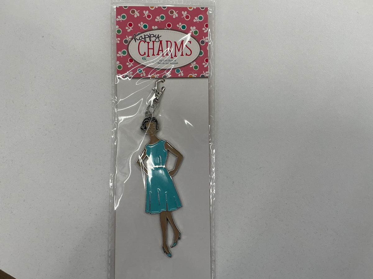 Lori Holt Enamel Happy Charm Vintage Lady Aqua by Riley Blake