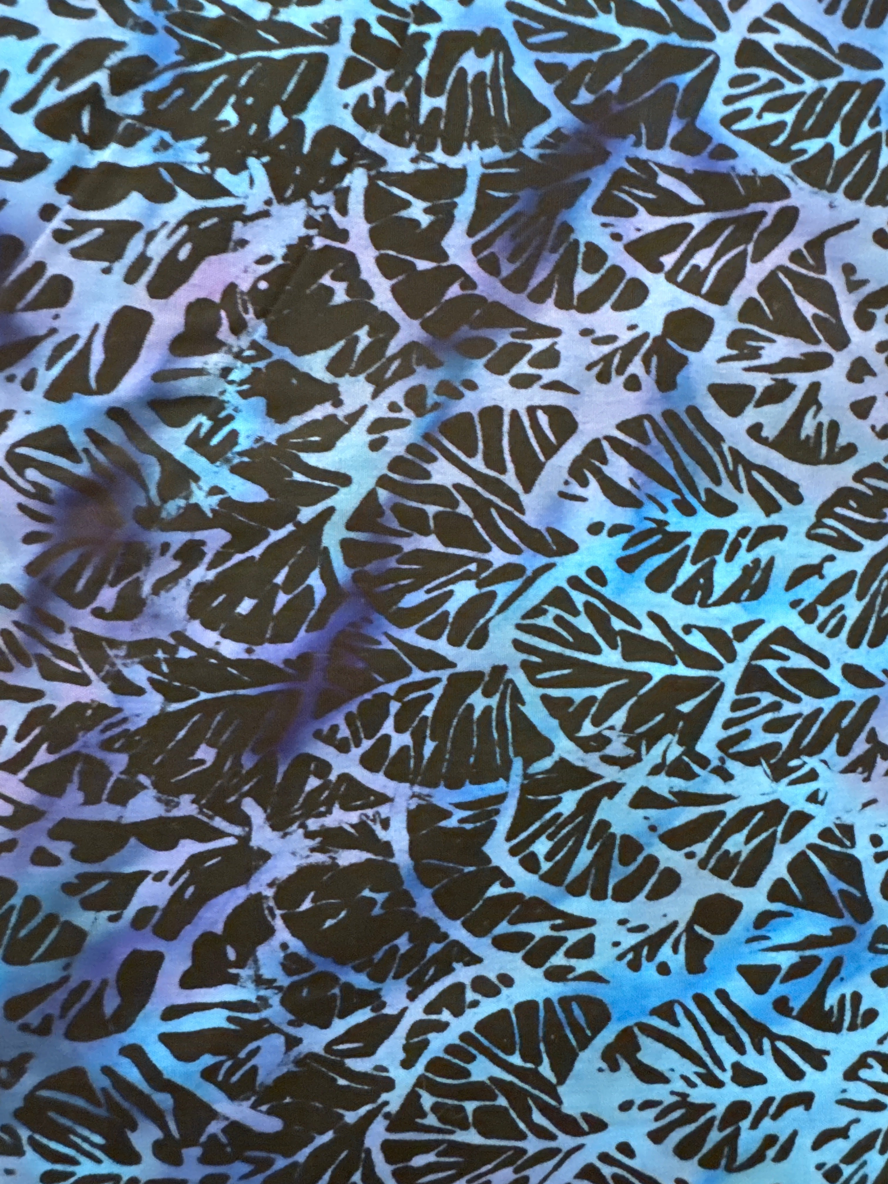 Andover Stacked Blue Leaves Black quilting fabric