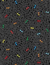 Timeless Treasures outline dog bones black novelty quilting cotton fabric