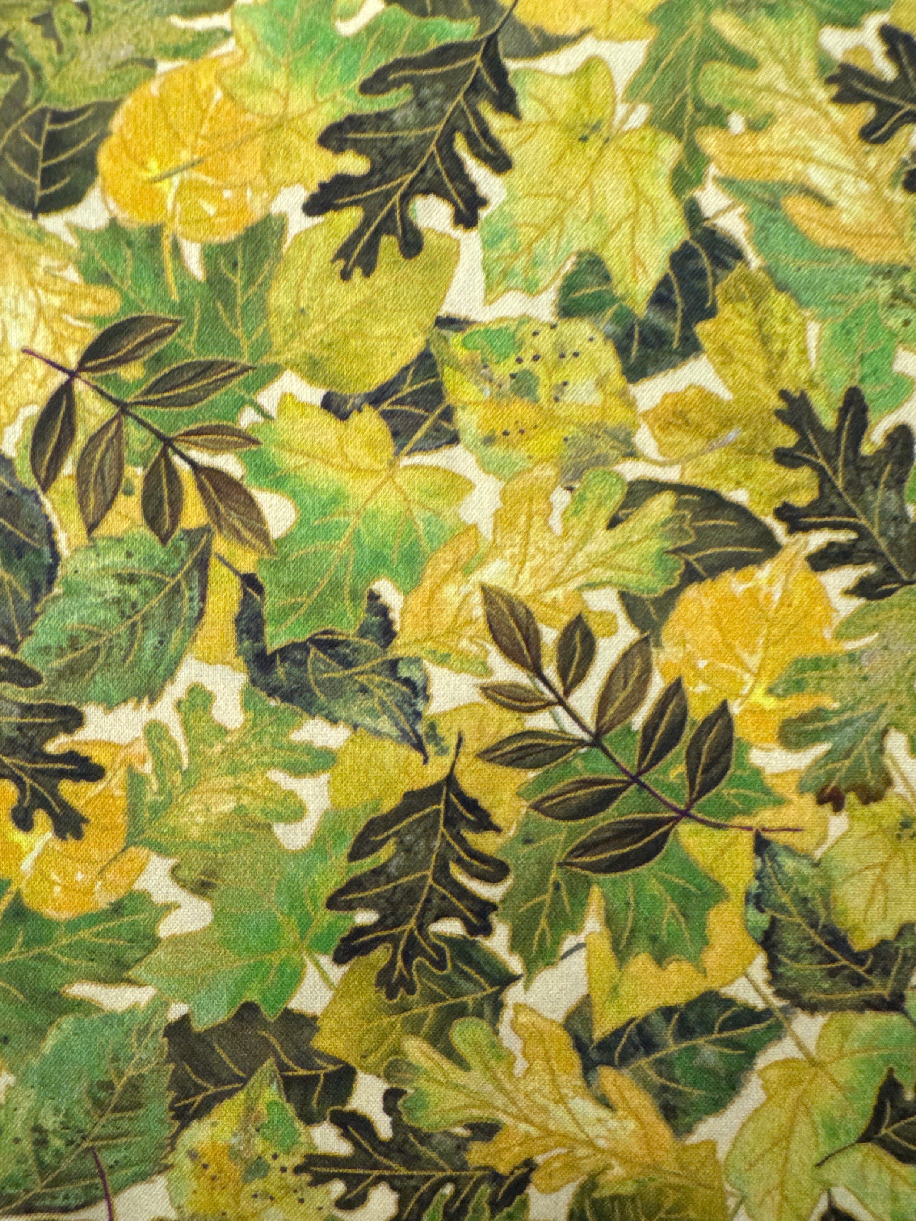 Autumn Forest Packed Leaves Green blender quilting fabric by Quilting Treasures