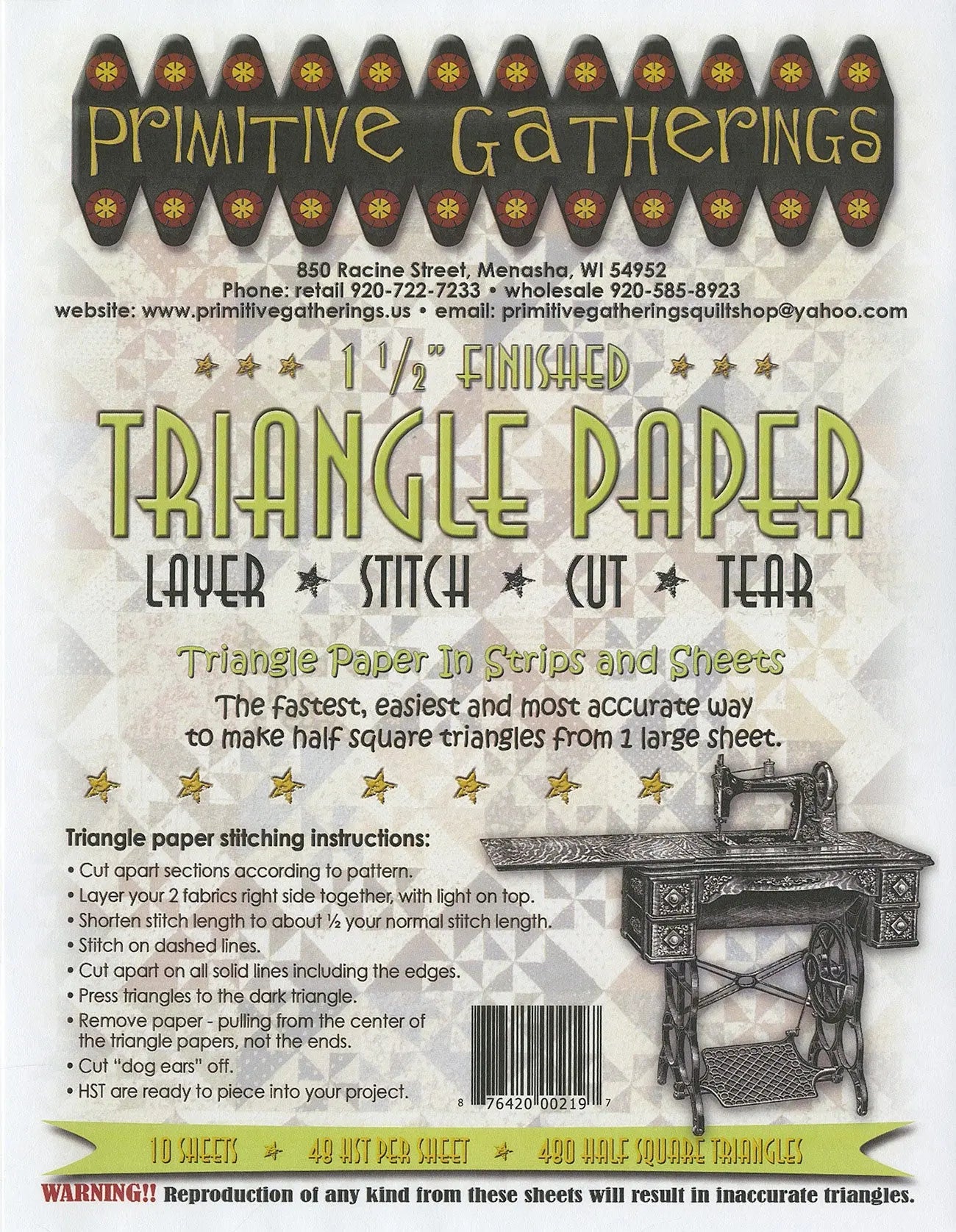 1-1/2in Triangle Paper - Linda's Electric Quilters