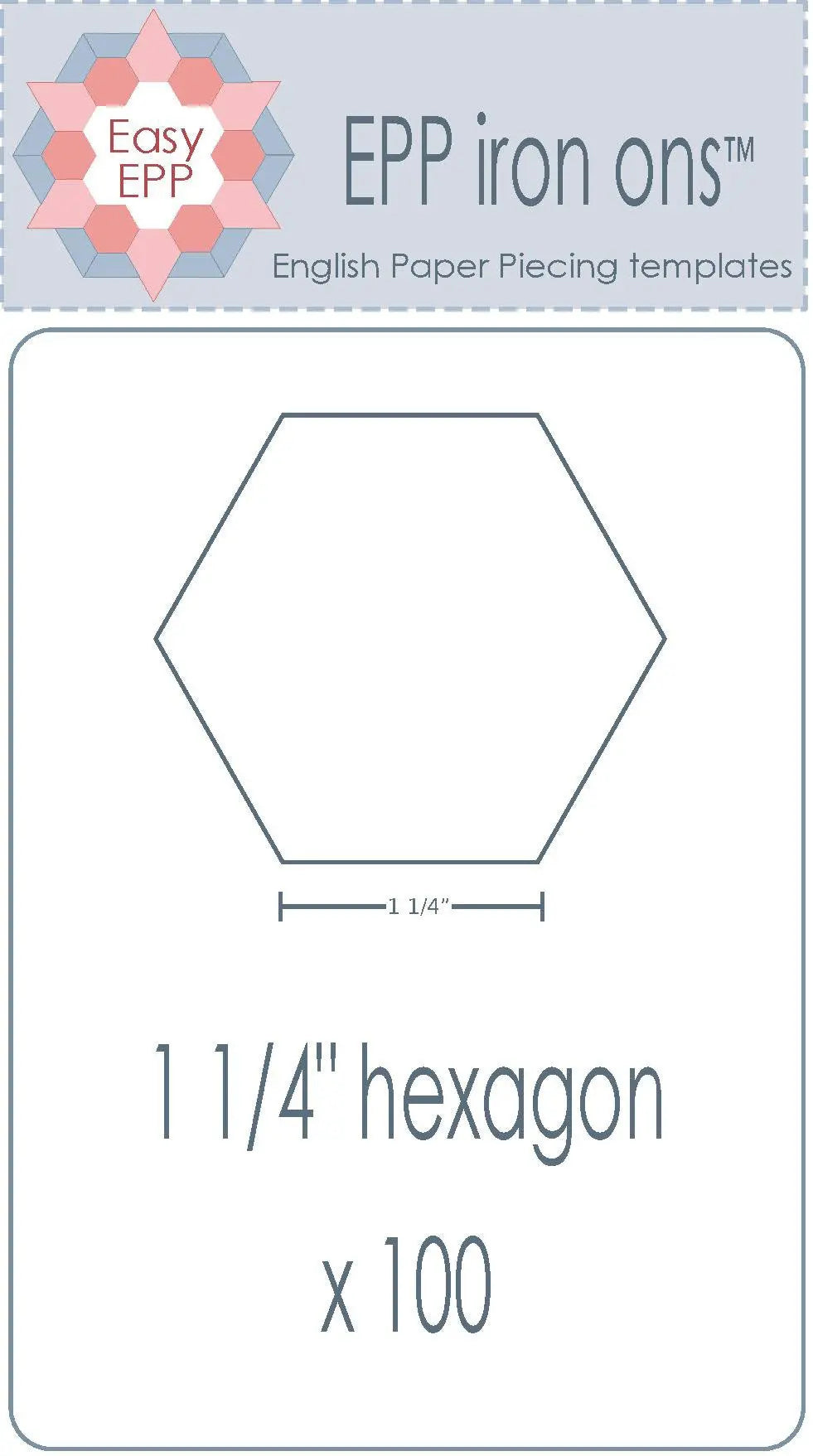 1-1/4in Hexagon EPP Iron-On x 100 - Linda's Electric Quilters