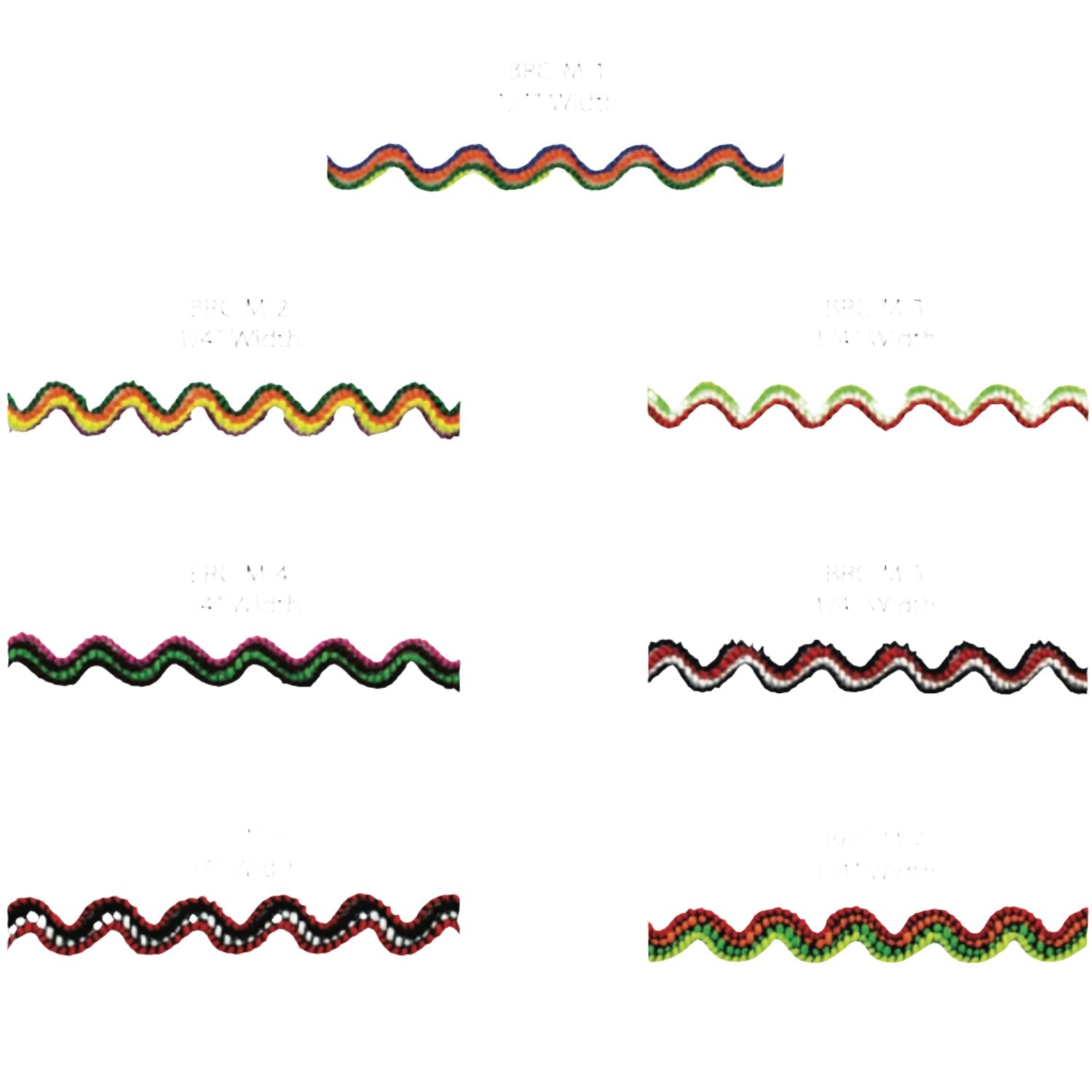 1/4 Inch Multi-Color Ric Racs - 25 Yard Roll - BRC-M
