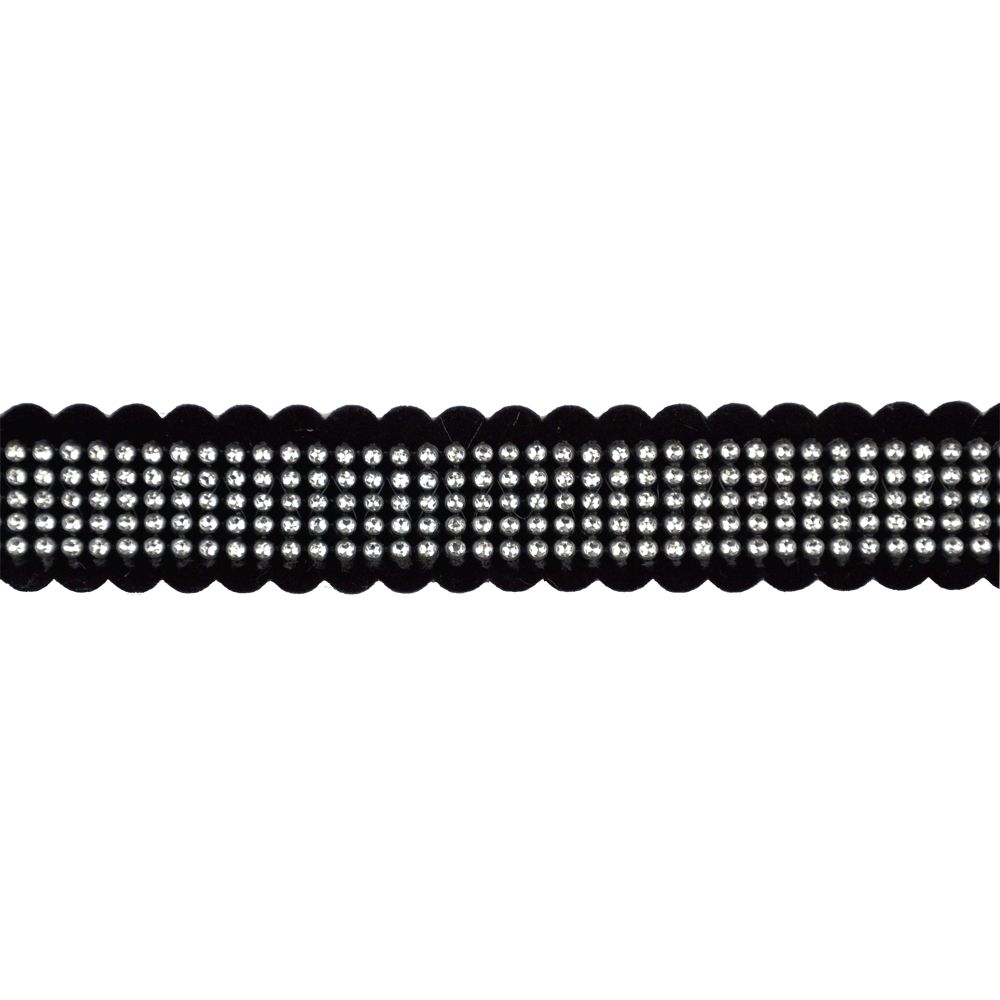 1-inch Faux Velvet and Rhinestone Trim – 10 Yard Roll