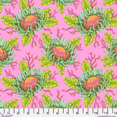 Friends and Anemones Coralline Floral Reef quilting fabric by Tula Pink for Free Spirit